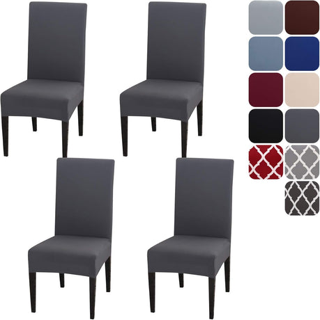 Stretch Washable Chair Covers Set of 4, Removable Decoration Protection Seat Covers for Hotel Use grey-tfrf grey