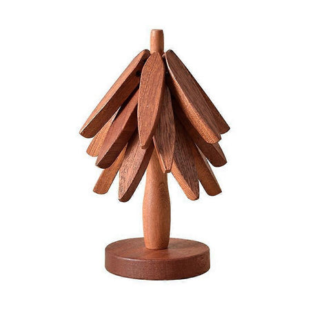 Tree Shape Wooden Coasters Set of 2, Wooden Insulation Mat