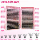 Eyelash Extension Kit with D-Curl for Beginners, Individual False Eyelashes, Pre-made Cluster Lashes, 30+40+50D