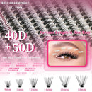 Eyelash Extension Kit with D-Curl for Beginners, Individual False Eyelashes, Pre-made Cluster Lashes, 30+40+50D