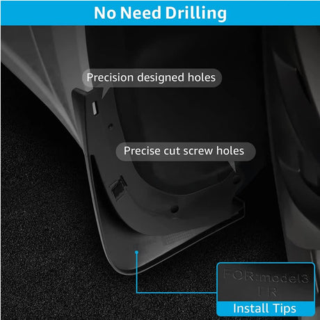 Tesla Model 3 Mud Guards Set of 4 Front and Rear Fenders White Compatible with Tesla