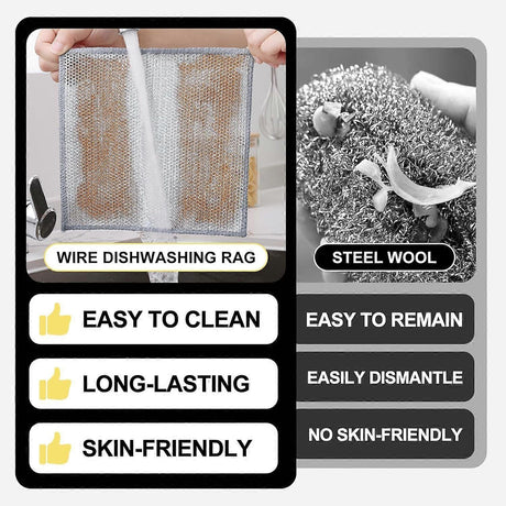 6-Pack Multifunctional Double Layer Steel Wire Dish Cloths