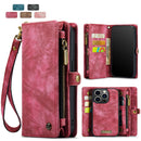 iPhone 16 Plus Leather Wallet Case with Magnetic Zipper Pocket Card Holder Compatible with Samsung Dark Pink