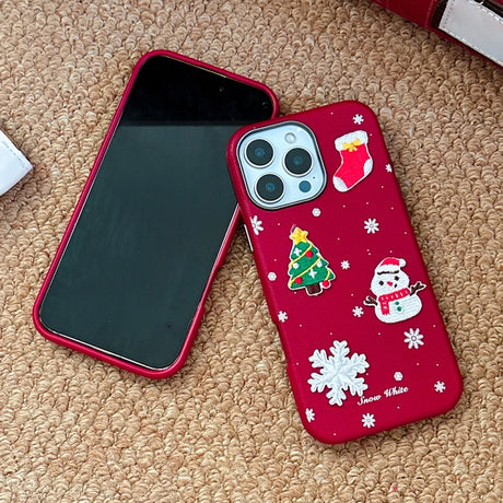 iPhone 16 Pro Max Case 3D Christmas Frosted PC Hybrid TPU Cover Compatible with Apple