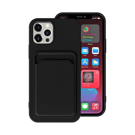 iPhone 13 Silicone Case with Card Holder Black Compatible with Apple