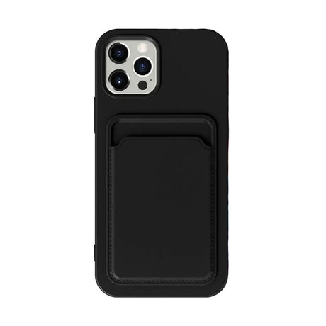 iPhone 13 Silicone Case with Card Holder Black Compatible with Apple