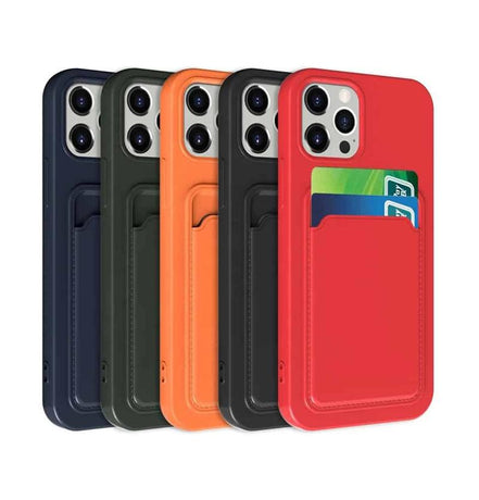 iPhone 13 Silicone Case with Card Holder Black Compatible with Apple