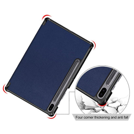 Samsung Galaxy Tab S6 Leather Case with Three Flaps - Protective Cover Compatible with Samsung