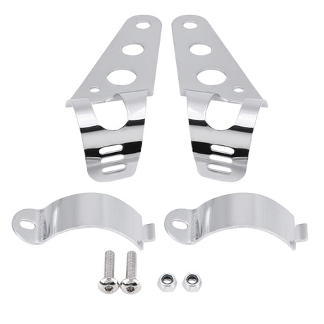 Motorcycle Headlight Mount Bracket Fork Tube Clamp Kit 35-43mm Chrome for Chopper Cafe Racer