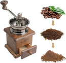 Retro Wooden Coffee Grinder Hand-Cranked Ceramic Burr Compatible with Braun Oral-B Philips