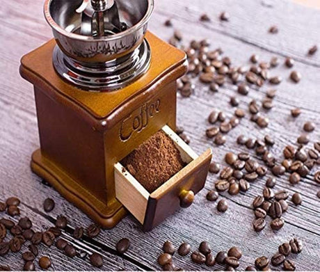 Retro Wooden Coffee Grinder Hand-Cranked Ceramic Burr Compatible with Braun Oral-B Philips