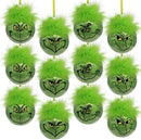 Grinch Christmas Baubles 12 Pcs Fluffy Green Hair Glitter Tree Ornaments Indoor Decor