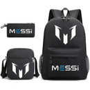 Messi Football Backpack 3pcs Travel Laptop Rucksack for Women Men Teenagers