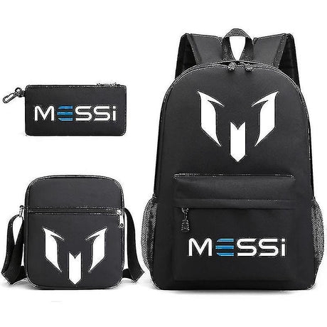 Messi Football Backpack 3pcs Travel Laptop Rucksack for Women Men Teenagers