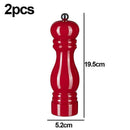 Wooden Pepper Mill Salt and Pepper Shaker with Adjustable Ceramic Rotor 2pcs Red
