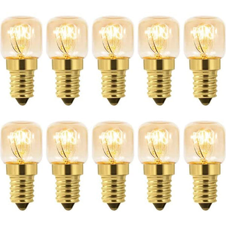 Dimmable E14 Oven Light Bulb Edison E14 T22 2700K Warm White 10-Pack for 220V Ovens 300°C Resistant 160LM