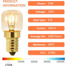 Dimmable E14 Oven Light Bulb Edison E14 T22 2700K Warm White 10-Pack for 220V Ovens 300°C Resistant 160LM