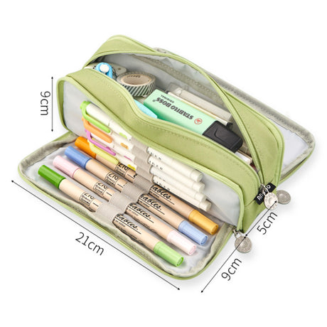 Pencil Case Large Capacity 3 Compartments School Bag Pink