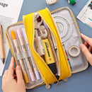 Pencil Case Large Capacity 3 Compartments School Bag Pink