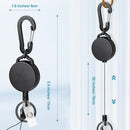 2 Pack Retractable Keychain Heavy Duty Retractable Badge Reel Carabiner with 30” Retractable Cord, Black