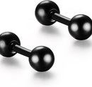 Titanium Steel Ball Stud Earrings Barbell Cartilage Tragus Helix Ear Piercing For Men Women, Black