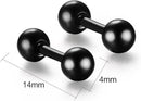 Titanium Steel Ball Stud Earrings Barbell Cartilage Tragus Helix Ear Piercing For Men Women, Black