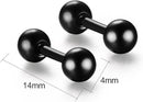 Titanium Steel Ball Stud Earrings Barbell Cartilage Tragus Helix Ear Piercing For Men Women, Black