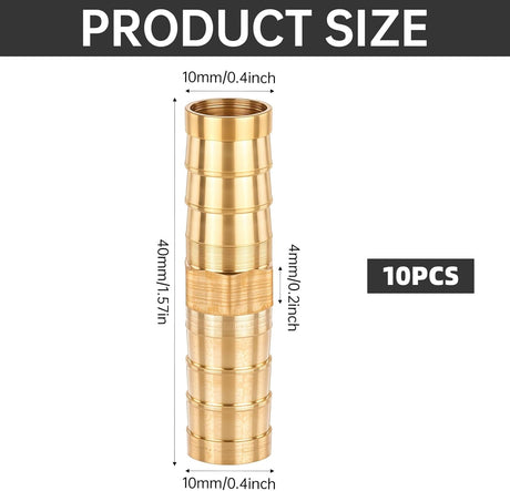 10Pcs Brass Hose Barb Fitting, 3/8