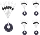 240 Pieces Middle-Sized Fishing Rubber Bobber Beads Stoppers 6 in 1 Black Float Sinker Stops