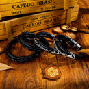 Mens Leather Bracelet with Stainless Steel Clasp Multi-Layer Braided Leather Mens Bracelet