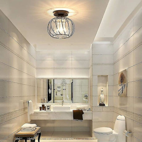 Modern Crystal Ceiling Light E27 LED Chandelier Compatible with Philips, Black Design for Kitchen Dining Room Bedroom Hallway Entrance