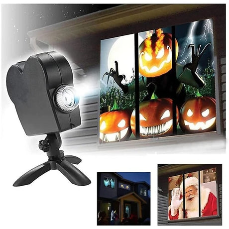 Christmas Halloween Hologram Window Projector LED Light