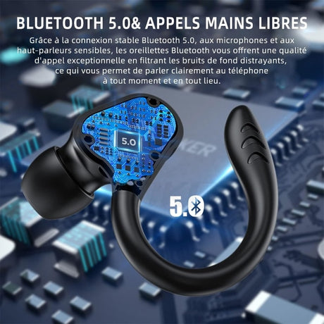 Wireless Bluetooth Headphones with Mic for Sports \u0026 Work, Hi-Fi Stereo, Dark