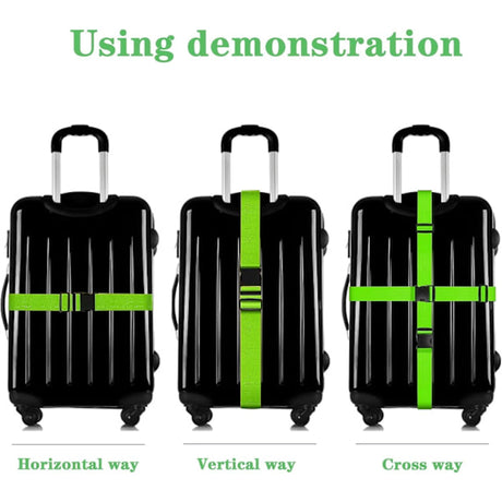 Luggage Strap Set 4-Piece Adjustable Cross Suitcase Strap Buckle Strap Red