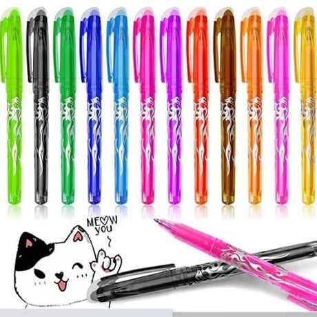Erasable Gel Ink Pens 12 Pack Precise Writing Compatible with Popular Brands