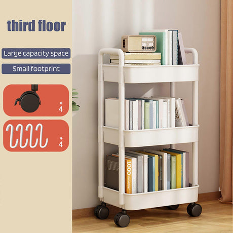 4-Tier Rolling Storage Cart with Wheels Black Mobile Rack Shelf Large Capacity Strong Load-Bearing
