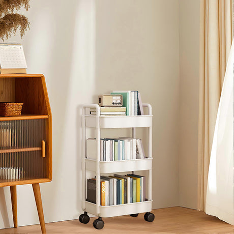 4-Tier Rolling Storage Cart with Wheels Black Mobile Rack Shelf Large Capacity Strong Load-Bearing