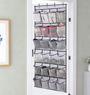 Over the Door Shoe Storage Organizer with 24 Large Mesh Pockets White