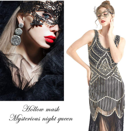 Venetian Masquerade Mask for Women Elegant Lace Halloween Mardi Gras Party Gold Silver Black