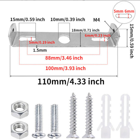 Ceiling Plate Light Bracket 4 Pcs 110mm Silver Iron with Screws Compatible with Ceiling Mount Hanging Lamp Holder Wall Mounted