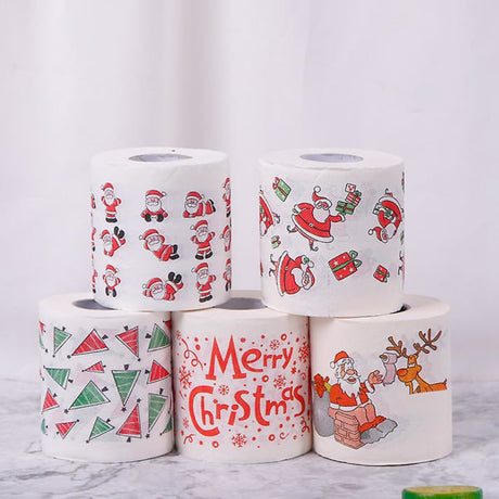 Christmas Toilet Paper 5 Rolls for Home Office Restroom Holiday Decor