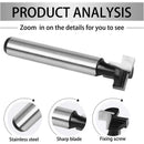 8mm T-Slot Router Bits 3Pcs Set with 7.93/9.52/12.7mm Shanks Compatible with Bosch DeWalt Makita for Woodworking Power Tools Carpentry