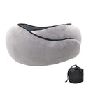 Memory Foam Travel Neck Pillow U-Shaped Grey for Airplane Sleeping and Cervical Support