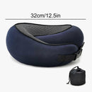 Memory Foam Travel Neck Pillow U-Shaped Grey for Airplane Sleeping and Cervical Support