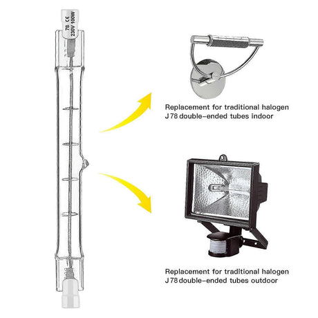 R7s Halogen Bulb Set of 5, 78mm 80w 230v, Dimmable Halogen Rod for Construction Site Floodlights