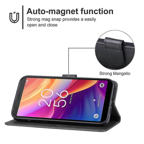 TCL 501 Black Compatible Leather Case