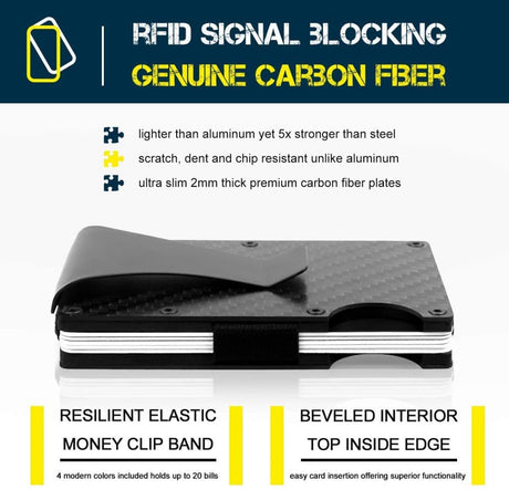 Carbon Fiber RFID Card Holder Black One Size