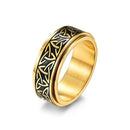 Nordic Norwegian Viking Triangle Knot Rotatable Titanium Steel Ring for Men and Women Relaxing Finger Ring Hand Forged