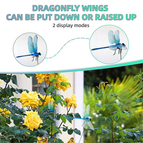 12pcs Artificial 3D Dragonfly Clips for Outdoor Garden Decor, Gardening