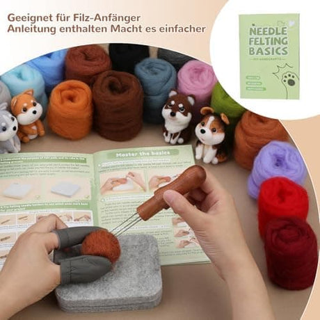 Felting Needles Kit in 24 Colors with Wool, Tools, Mat \u0026 Storage Bag for DIY Craft Projects.